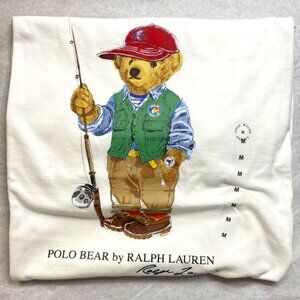 Ralph Lauren Classic Fit Polo Bear T-Shirt in White, Fishing Bear, Size M